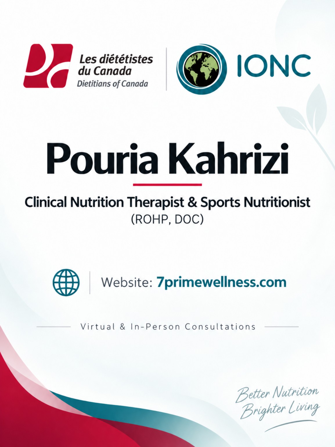 Pouria Kahrizi ROHP and sports nutrition profile poster